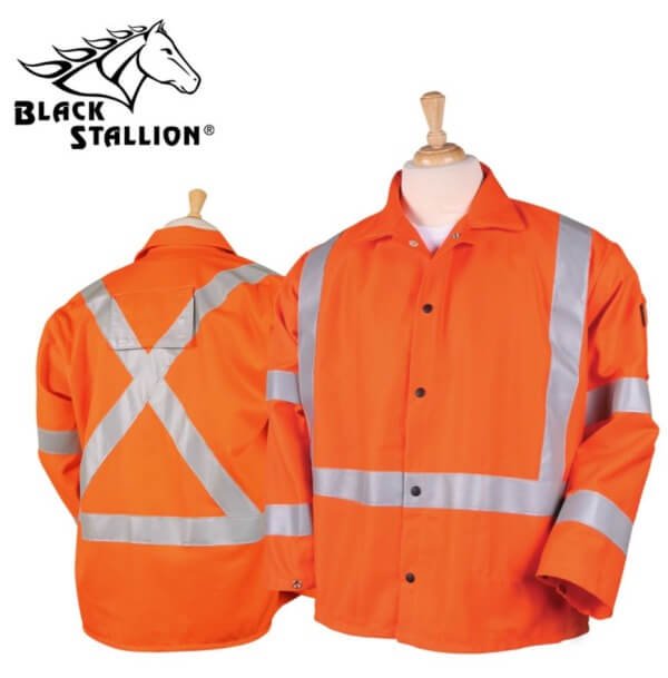Black Stallion TruGuard™ Orange 200 FR Cotton Welding Jacket, Reflectives – 30″ #JF1012-OR_68bbdd320f39b.jpeg Black Stallion TruGuard™ Orange 200 FR Cotton Welding Jacket, Reflectives - 30" #JF1012-OR - Image 1