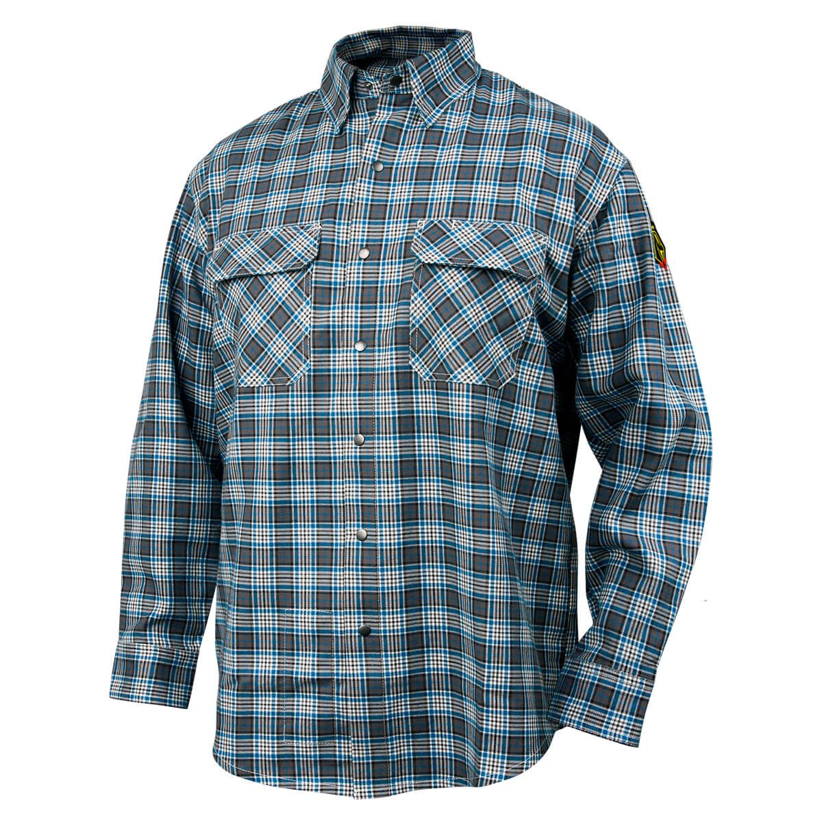 Revco Black Stallion 7oz Flame-Resistant (FR) Cotton Work Shirt (Gray Plaid) #FS9-PGY_68bbdd881850b.jpeg Revco Black Stallion 7oz Flame-Resistant (FR) Cotton Work Shirt (Gray Plaid) #FS9-PGY - Image 1