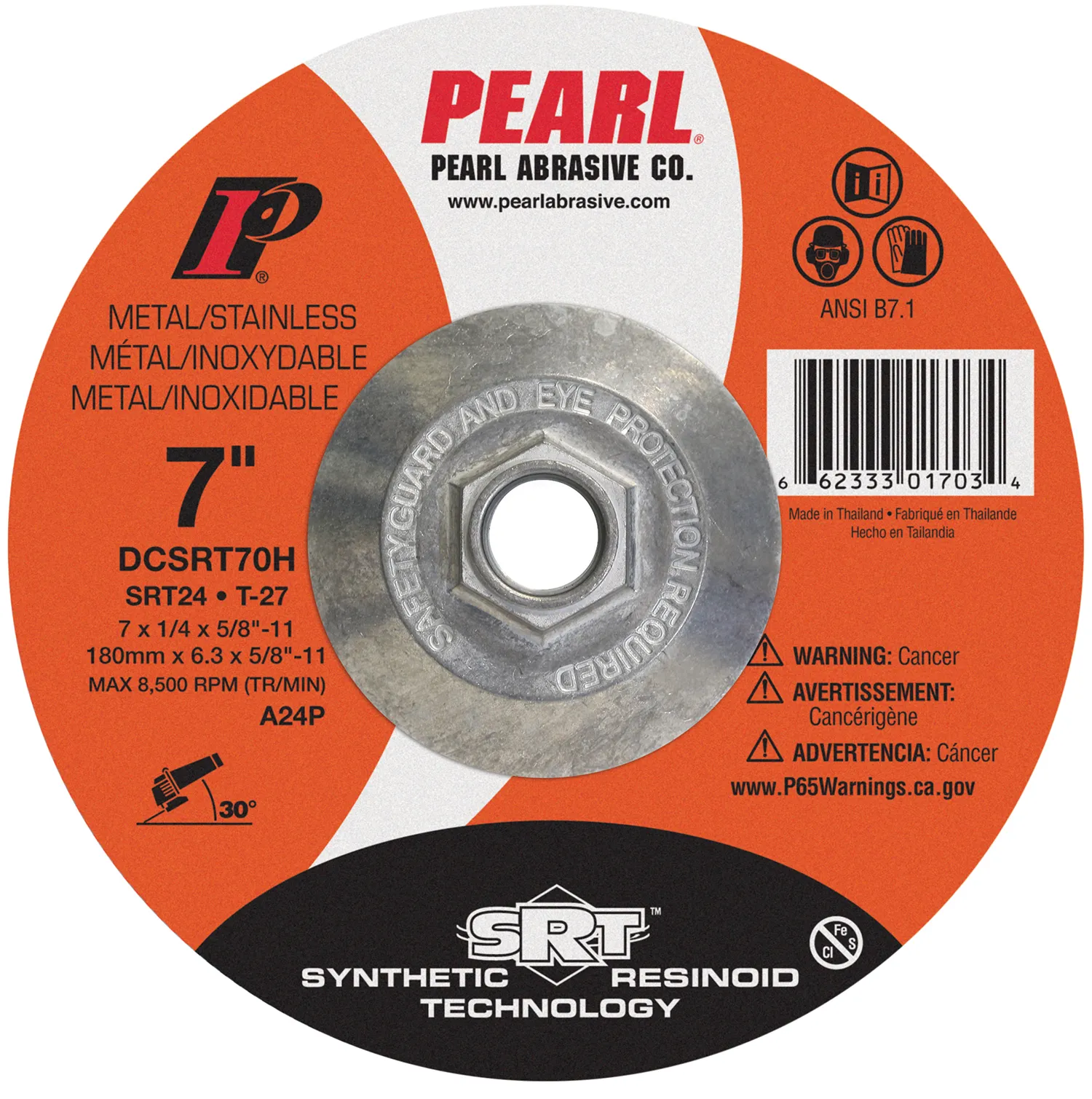 870070-BX_a_09662a3e4e08c0fb597e8ada5d563408 SRT™ DC Grinding Wheel 7 x 1/4 x 5/8-11 SRT24 T-27 DCSRT70H - Image 1