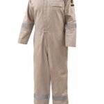 Black Stallion AR/FR Cotton Coverall with Reflective FR Tape, Stone Khaki CF2118-ST