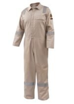Black Stallion AR/FR Cotton Coverall with Reflective FR Tape, Stone Khaki CF2118-ST - Image 2