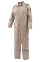 Black Stallion AR/FR Cotton Coverall with Reflective FR Tape, Stone Khaki CF2118-ST - Image 3