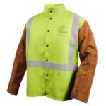 Black Stallion FR Cotton & Cowhide Hybrid™ Welding Jacket, Safety Lime #JH1012-LM