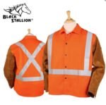 Black Stallion Orange FR Cotton & Cowhide Hybrid™ Jacket, Reflectives - 30" #JH1012-OR - Image 10