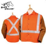 Black Stallion Orange FR Cotton & Cowhide Hybrid™ Jacket, Reflectives - 30" #JH1012-OR