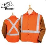Black Stallion Orange FR Cotton & Cowhide Hybrid™ Jacket, Reflectives - 30" #JH1012-OR - Image 3