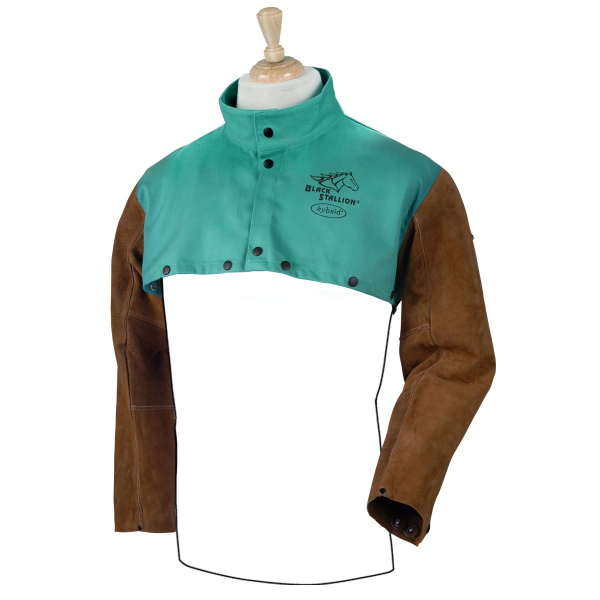 Revco Black Stallion Cowhide & FR Cotton Cape Sleeves, Green/Brown #F9-21CS/BS_68eec94e2ba3a.png Revco Black Stallion Cowhide & FR Cotton Cape Sleeves, Green/Brown #F9-21CS/BS - Image 1