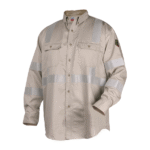 Revco Black Stallion FR Cotton Work Shirt, w/ 2" Reflective Tape (Stone Khaki) #WF2112-ST