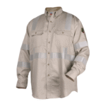 Revco Black Stallion FR Cotton Work Shirt, w/ 2" Reflective Tape (Stone Khaki) #WF2112-ST - Image 3