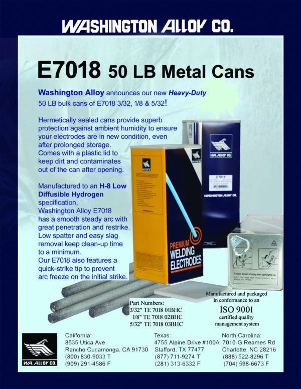 Wa 7018 3/32 50 Lbs Metal Can