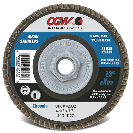 Flap Disc, 60 Grit, Poly-Cotton CGW z3 42314